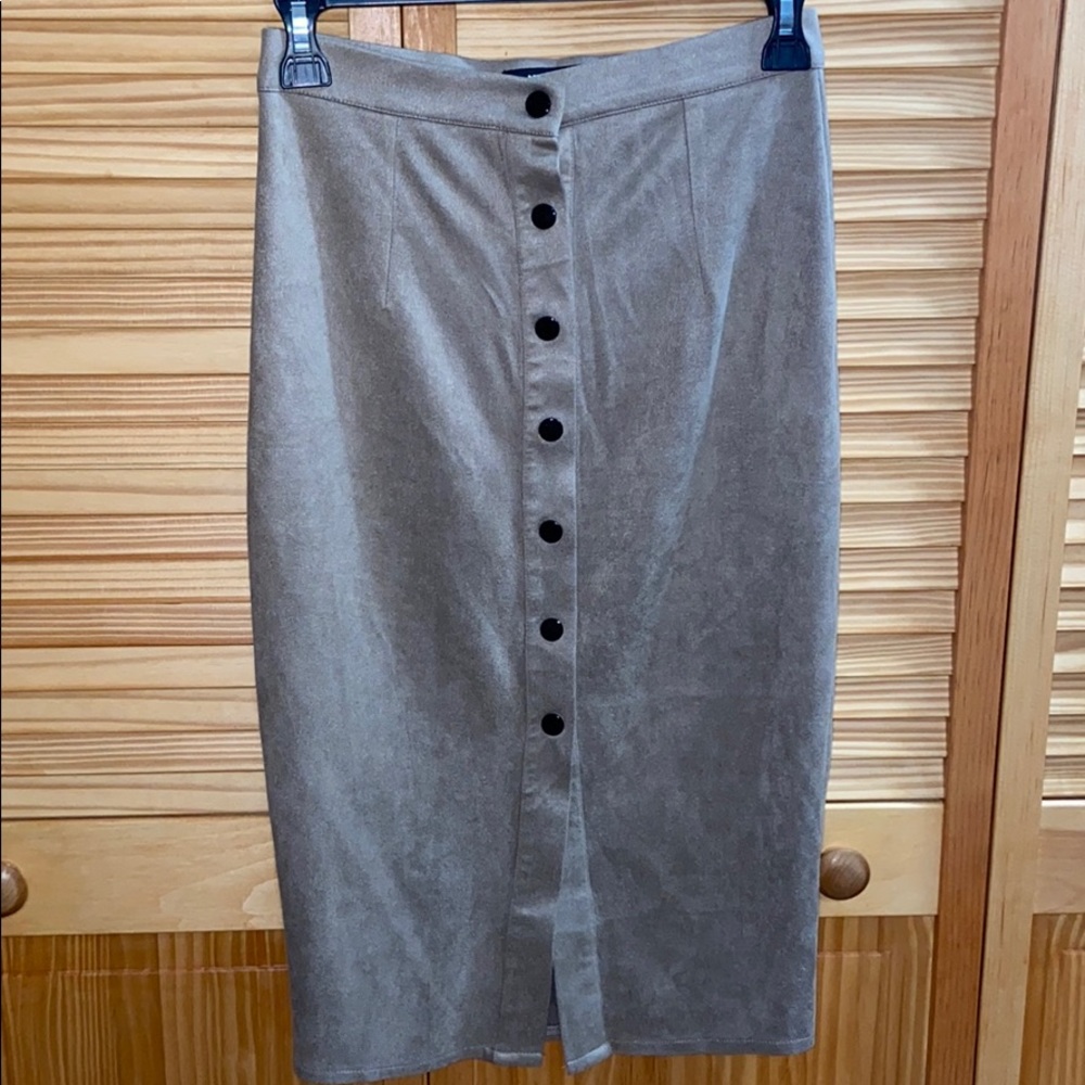Suede midi skirt